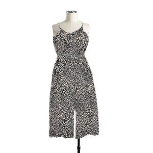 leopard print jumper sleeveless one piece wide leg summer boho jumpsuit romper